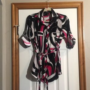 Button down shirt with tie waist